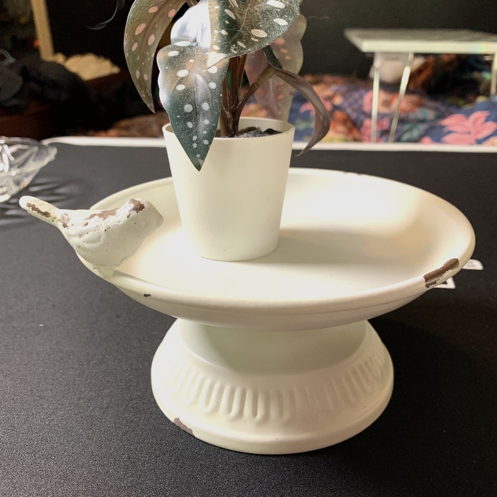 Pedestal vintage cottage core farmhouse trinket dish shabby chic